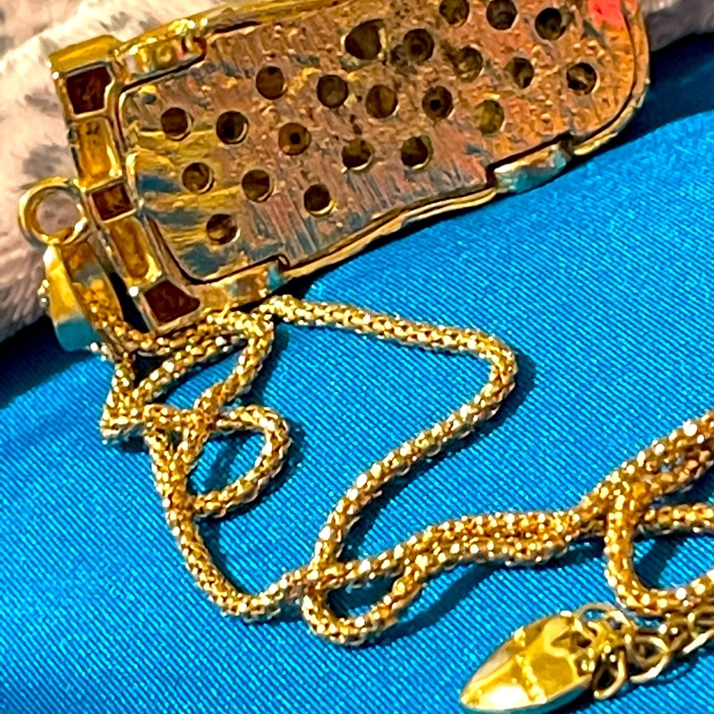 Crystal car charm necklace metallic gold BJ rare - Picture 6 of 6
